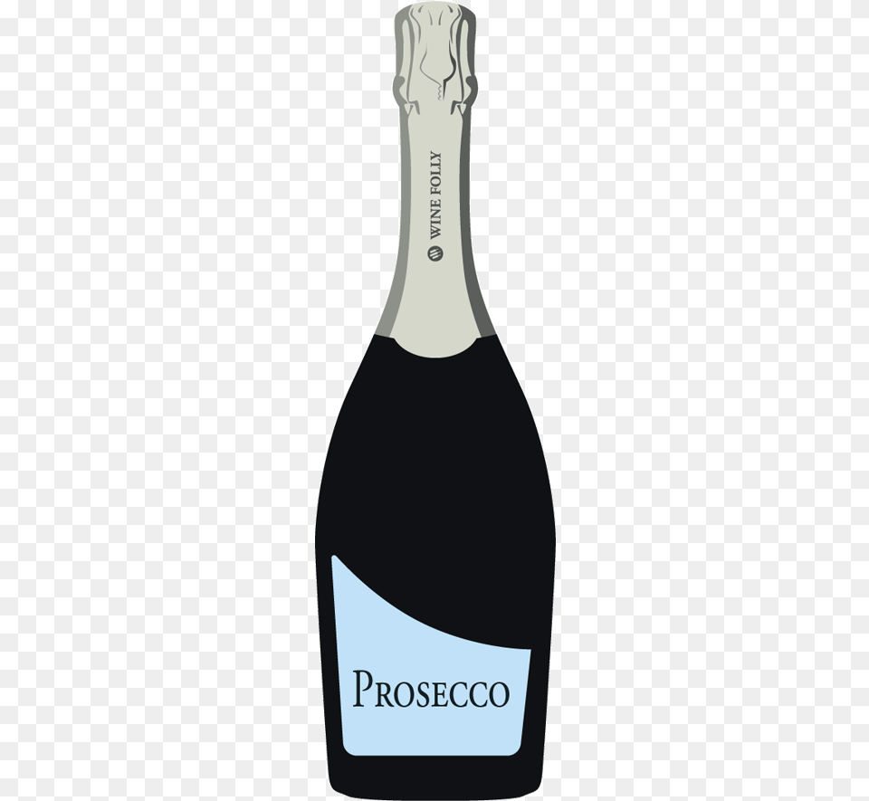 Prosecco Bottle With Blue Label Illustration Of Prosecco Bottle, Alcohol, Beverage, Liquor, Wine Free Transparent Png