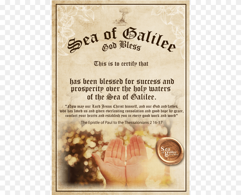 Prosperity Blessing Blessed Over The Sea Of Galilee Poster Soupstock39s Praying Hands Instagram Effect, Advertisement, Body Part, Finger, Hand Free Png Download