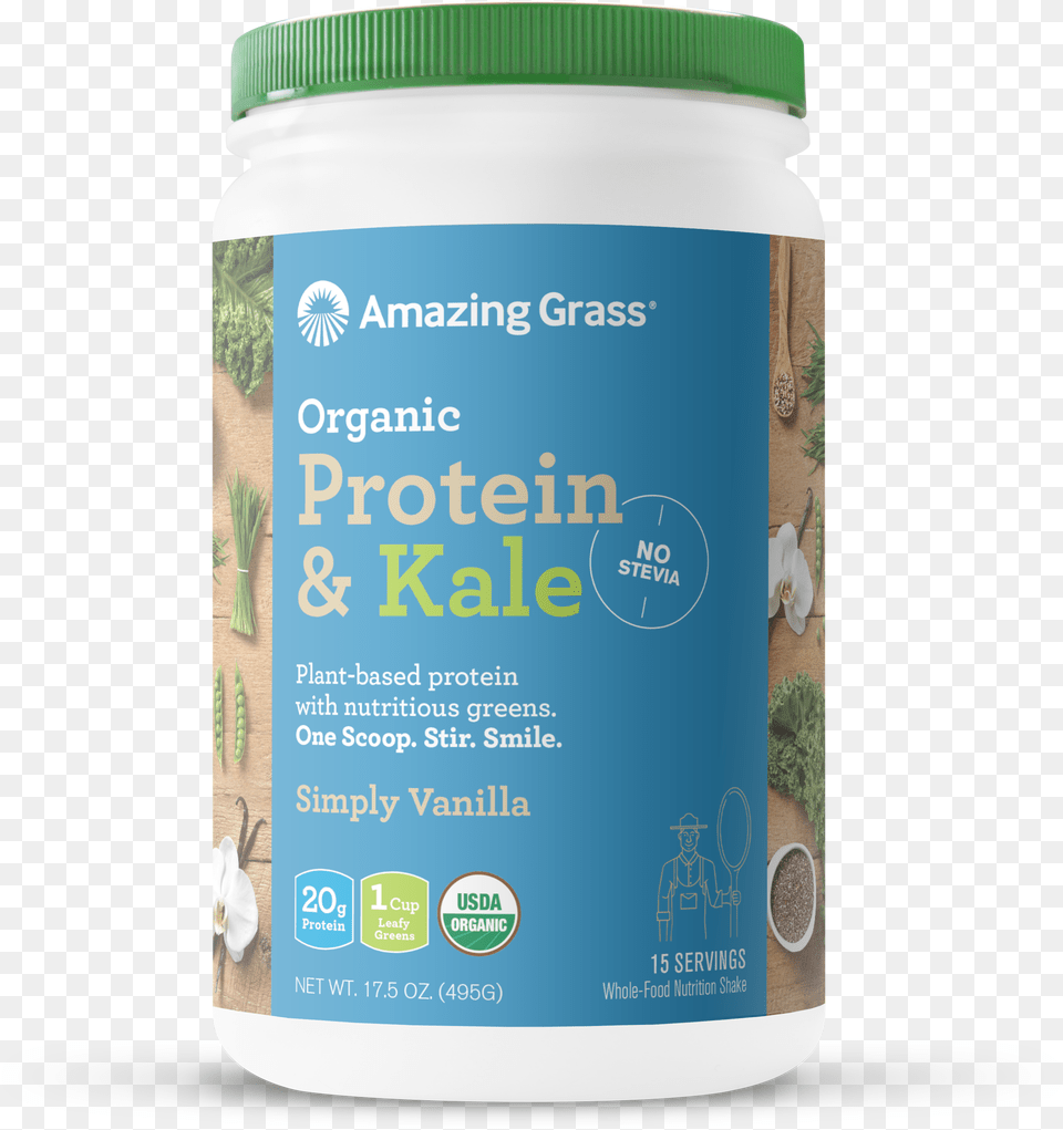 Protein Amp Kale Amazing Grass Protein And Kale, Herbal, Herbs, Plant, Jar Png