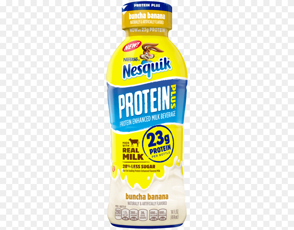 Protein Plus Banana Milk Ready To Drink Oz Bottle, Food, Ketchup, Beverage, Mayonnaise Png Image