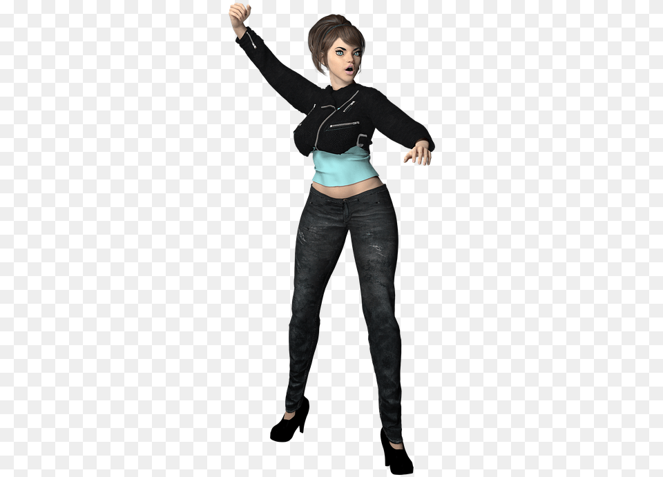 Protest Pose Woman Rebel Youth Jacket Clothing Rebel Pose, Body Part, Person, Pants, Long Sleeve Free Transparent Png