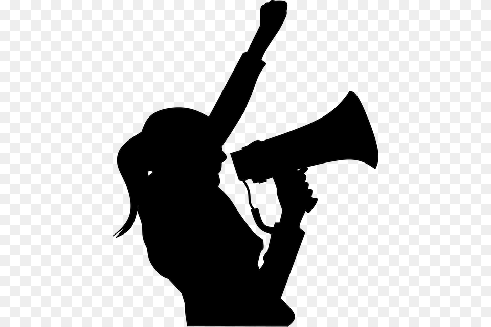 Protesting Megaphone Hand Woman Yelling Silhouette Icone Megafone, Gray Png Image