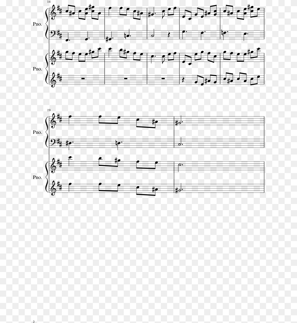 Proto Man S Alternate Theme Sheet Music 2 Of 2 Pages Despacito, Gray Png