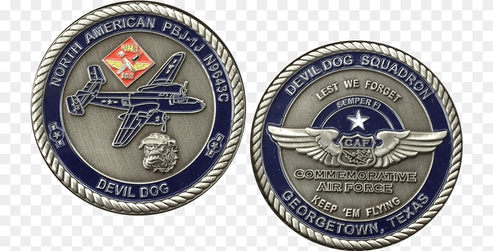 Prove Your Allegiance With The Devil Dog Challenge Coin, Badge, Logo, Symbol, Emblem Free Transparent Png