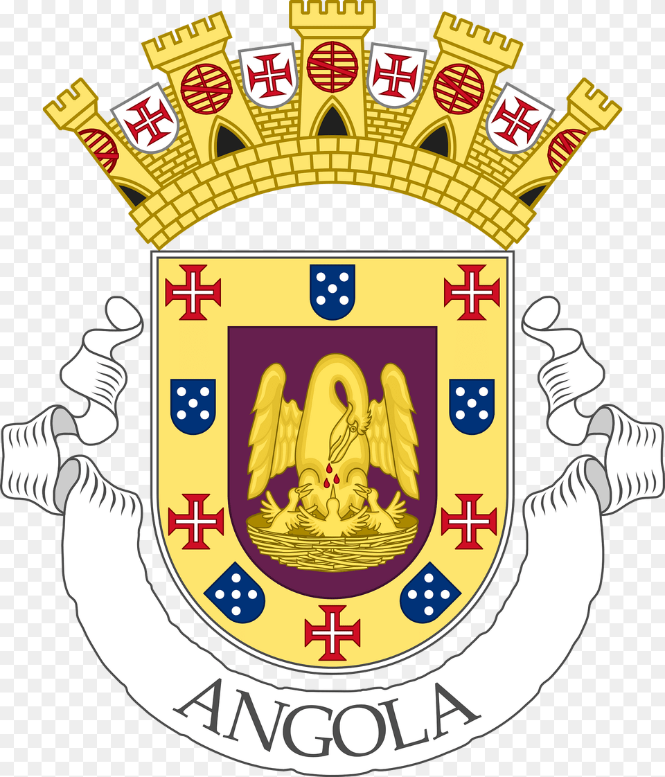 Provisional Coat Of Arms Of The Colony Of Angola Clipart, Badge, Logo, Symbol, First Aid Free Transparent Png