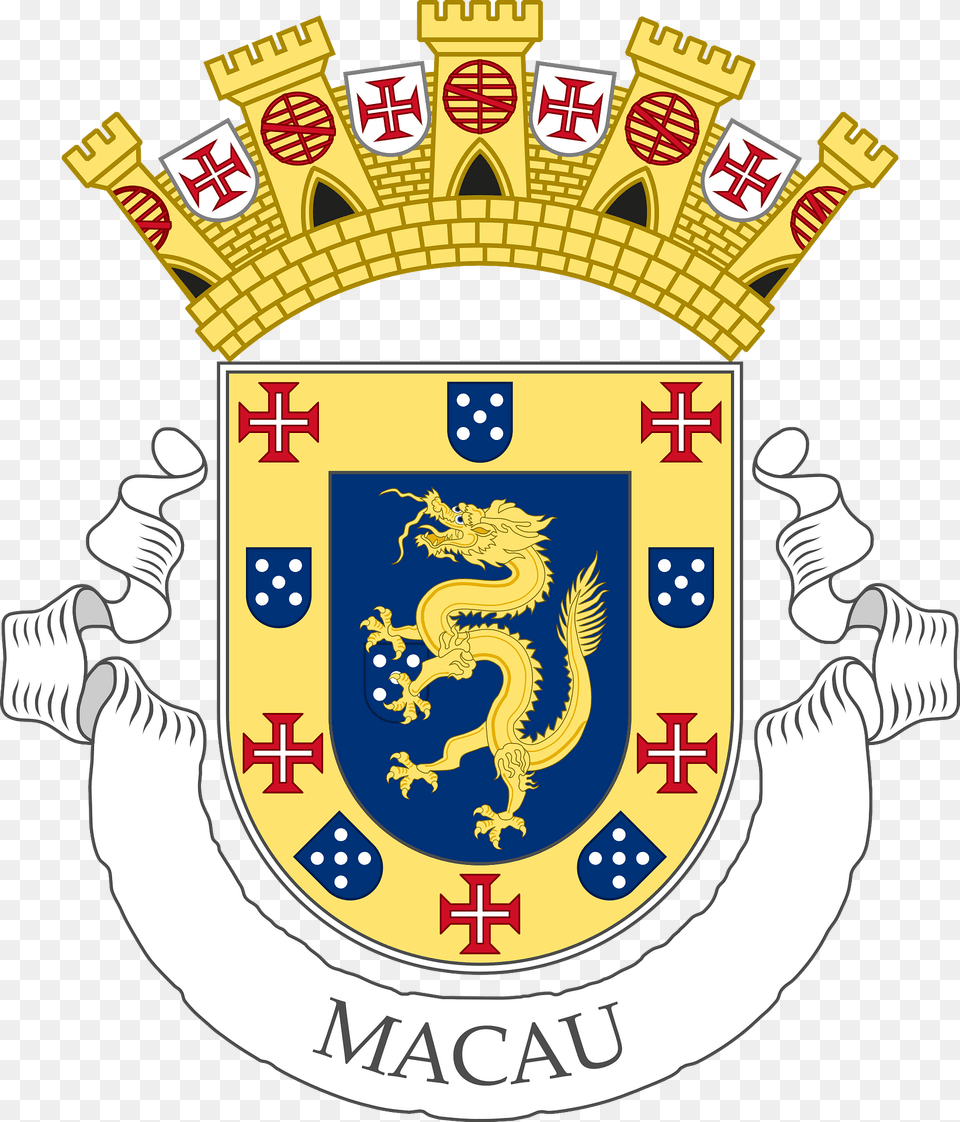 Provisional Coat Of Arms Of The Colony Of Macau Clipart, Badge, First Aid, Logo, Symbol Free Transparent Png