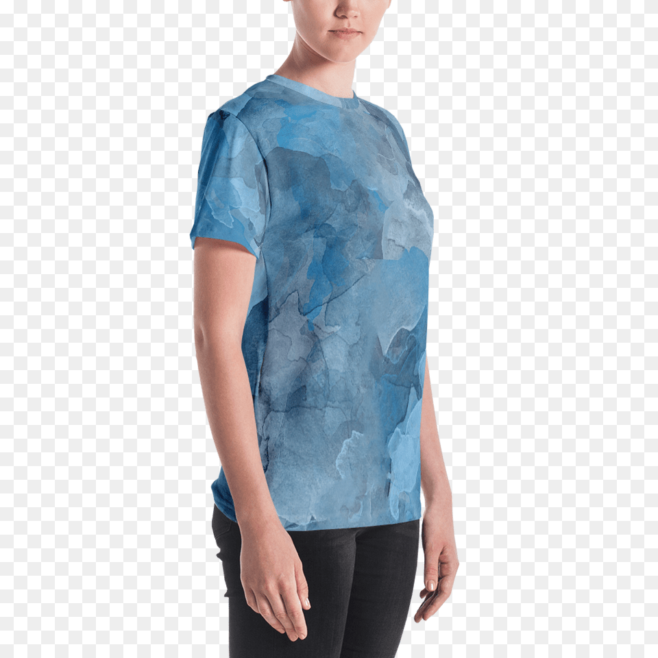 Prussian Blue Watercolor Womens T Shirt, T-shirt, Sleeve, Clothing, Long Sleeve Free Png Download