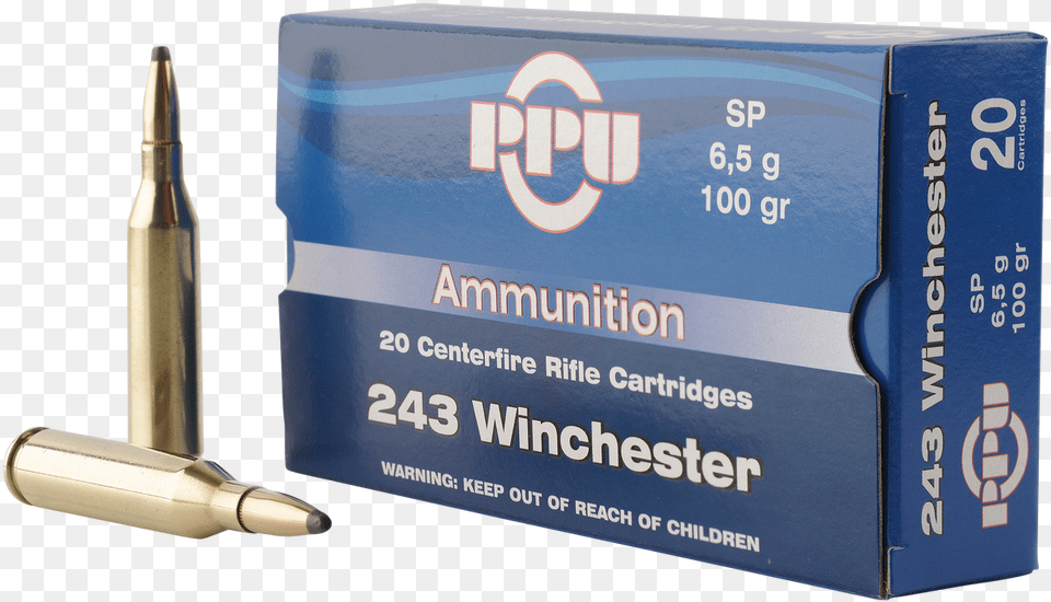 Prvi Ppu 243 Win Ammunition Pp2432 100 Grain Soft Point Prvi Partizan, Weapon, Bullet Free Png