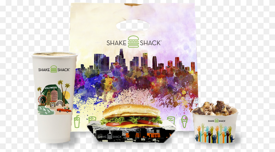 Ps Shakeshack 04 Art Print Paulrommer39s Los Angeles Skyline In Watercolor, Burger, Food, Lunch, Meal Free Transparent Png