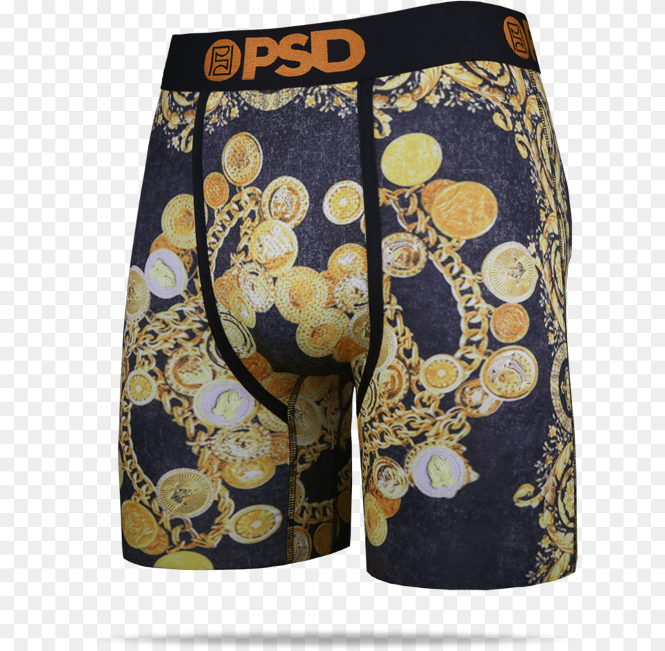 Psd Black Gold Chains Sace Bling Urban Boxer Briefs, Clothing, Swimming Trunks Png Image