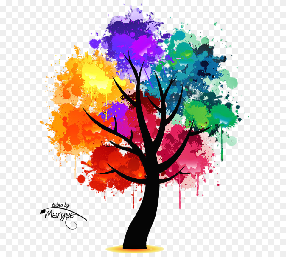 Psp Tubes De Maryse Mr Colorful Tree, Art, Graphics, Modern Art, Painting Png Image