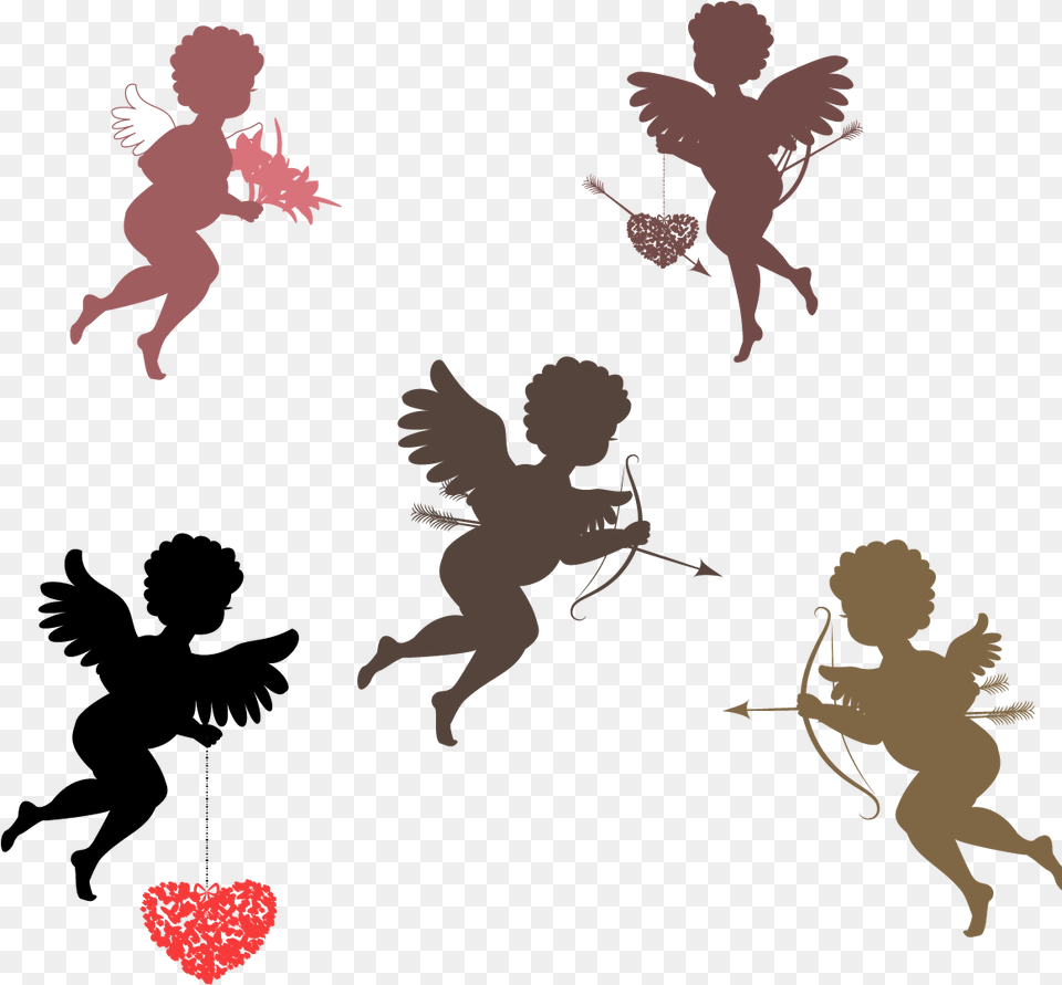 Psyche Revived By Cupids Kiss Silhouette Illustration Cupid, Baby, Person, Head Free Png