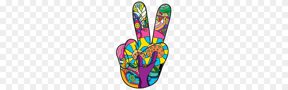 Psychedelic Hand Peace Sign Hippie Sticker, Art, Clothing, Flip-flop, Footwear Free Png Download