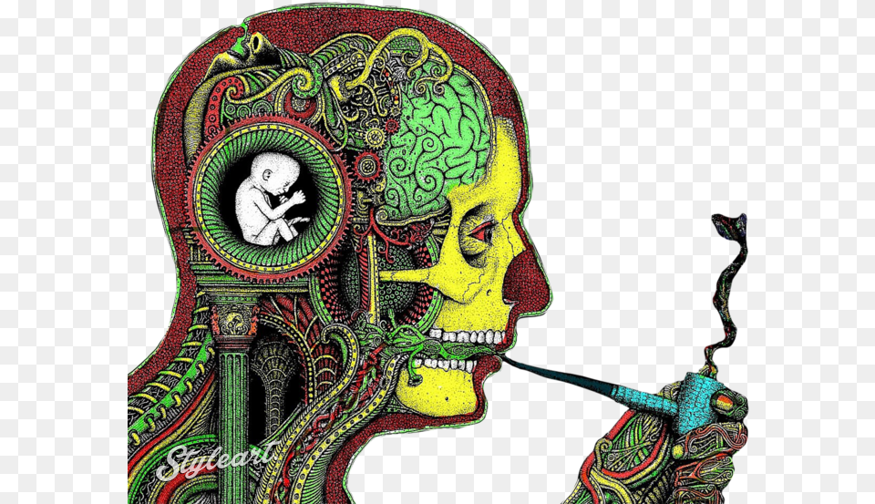 Psychedelic Man Smoking Dope Design By Nelson Man Smoking Trippy Weed Backgrounds, Art, Doodle, Drawing, Baby Png Image