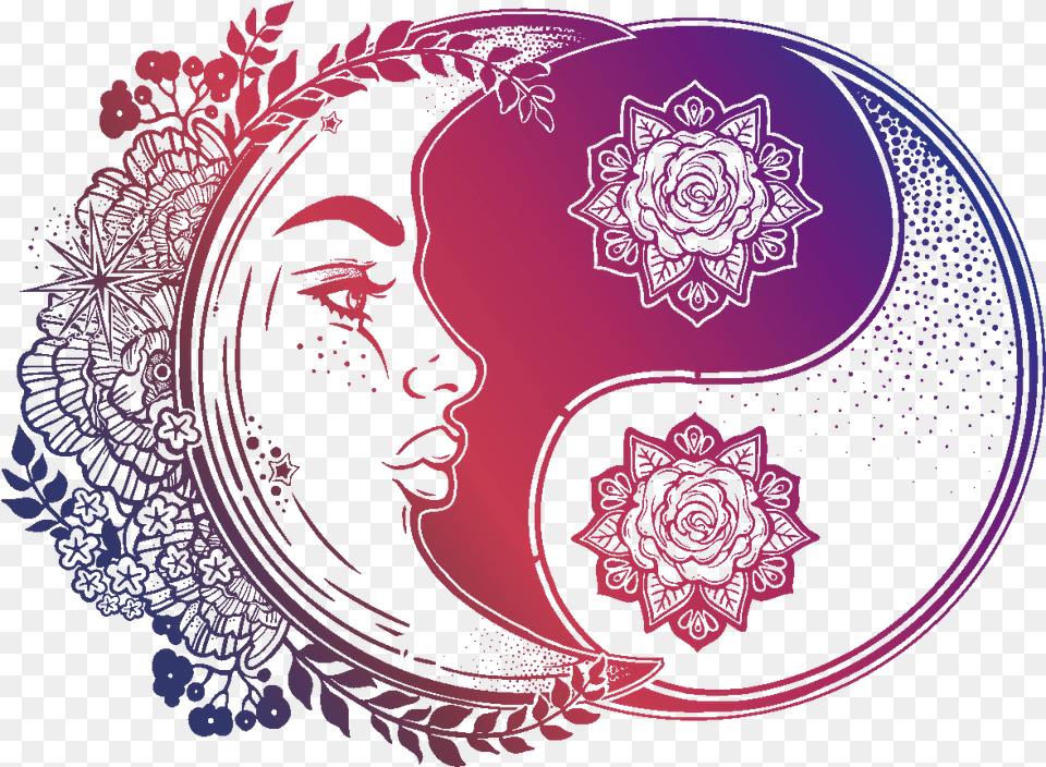 Psychedelic Moons, Purple, Pattern, Graphics, Floral Design Png