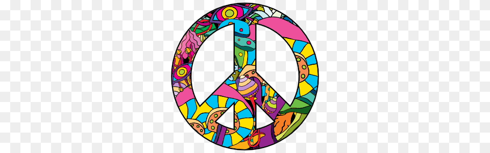 Psychedelic Peace Sign Hippie Sticker, Art, Symbol Free Png Download