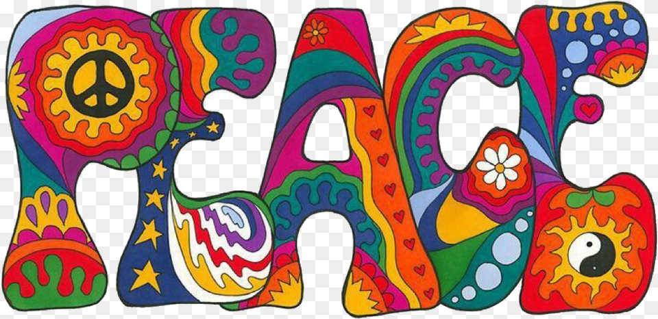 Psychedelic Peace Sticker, Art, Modern Art, Graphics, Pattern Png