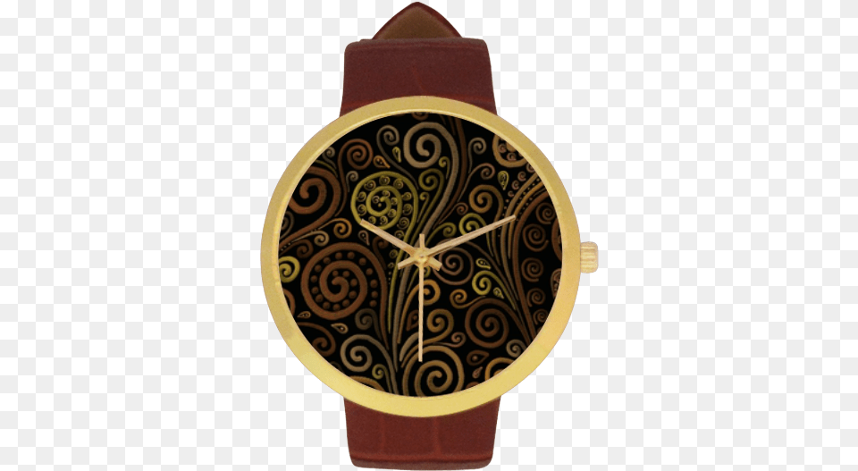 Psychedelic Sand Clock Women S Golden Leather Strap Watch, Arm, Body Part, Person, Wristwatch Free Png Download