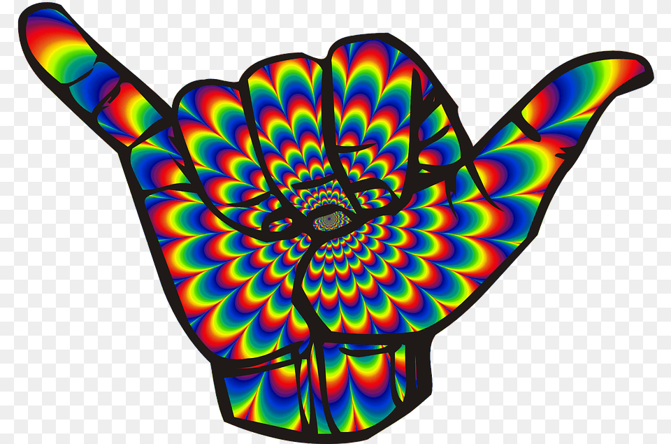 Psychedelic Shaka Hang Loose Hand Happy Sign Shaka Sign, Accessories, Art, Ornament, Pattern Png