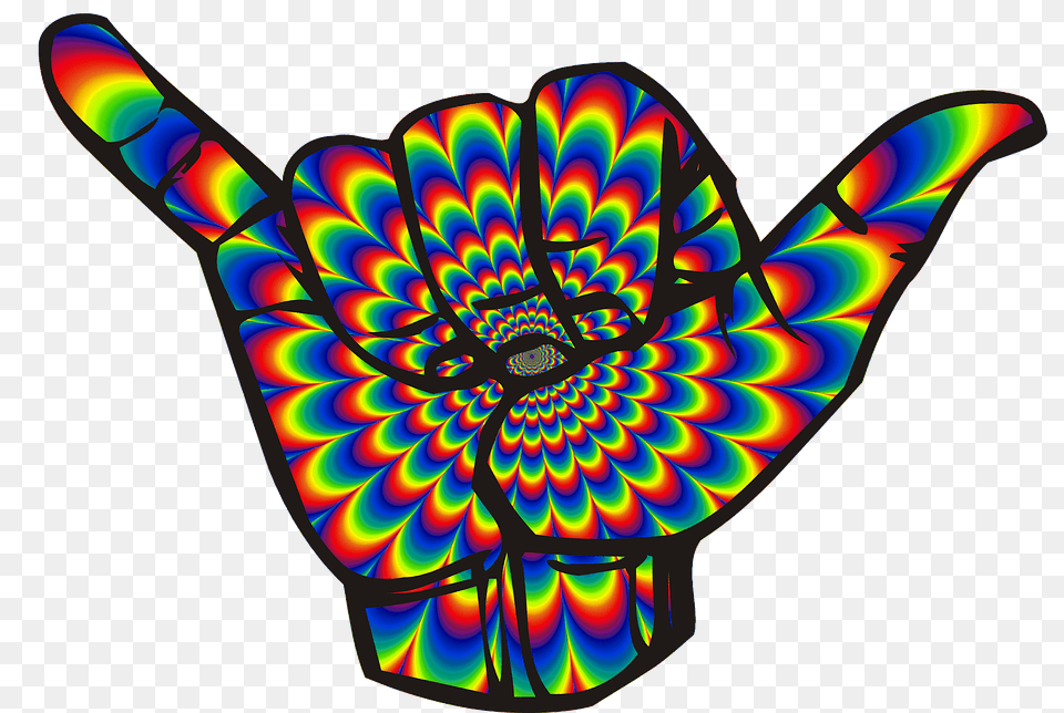 Psychedelic Shaka Hang Loose Hand Psychedelic, Accessories, Ornament, Pattern, Art Free Png Download