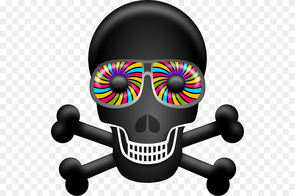 Psychedelic Skull Bones Pirate Psychedelic Clipart, Smoke Pipe, Appliance, Blow Dryer, Device Free Transparent Png