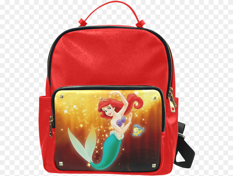 Psylocke Leather Designer School Bag Casual Backpack Little Mermaid Ariel Disney Princess 5pc Wall Decor, Accessories, Handbag, Baby, Person Free Transparent Png