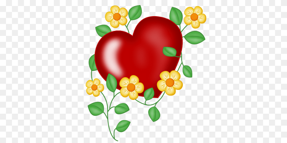 Ptits Coeurs Hearts Yellow Flowers Clip Art, Graphics, Envelope, Greeting Card, Mail Free Png