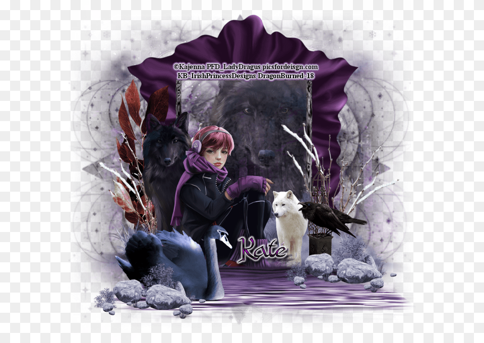 Ptu Gothic Winter Wolf Cluster Frames Illustration, Purple, Glove, Clothing, Person Free Png Download