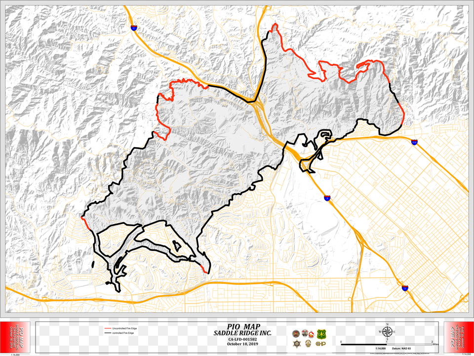Public Information Map Map Of Saddle Ridge Fire, Gray, Firearm, Gun, Rifle Free Png Download