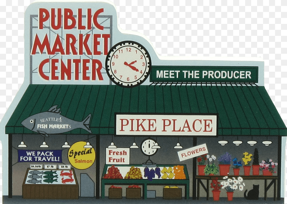 Public Market Cartoon, Architecture, Building, Plant, Animal Png Image