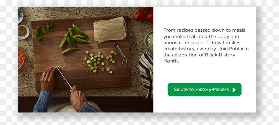 Publix Bhm Social Media Georgia Pacific Print Ad, Person, Food, Chopping Board, Animal Free Png