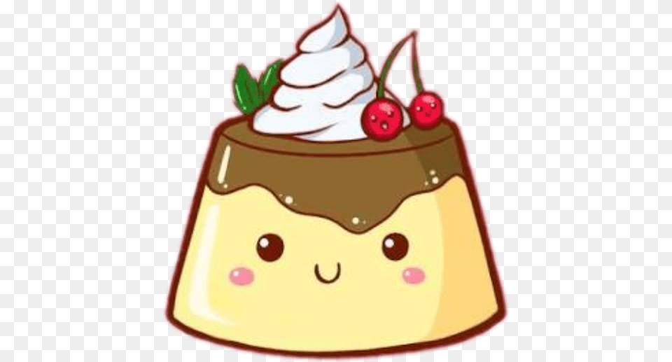 Pudding Cute Cutepudding Food Cutefood Cherrys Cherry, Birthday Cake, Cake, Cream, Dessert Free Png