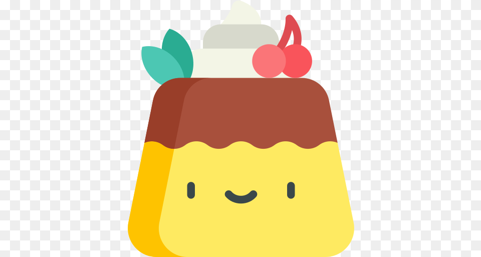 Pudding Happy, Cake, Cream, Dessert, Food Png Image