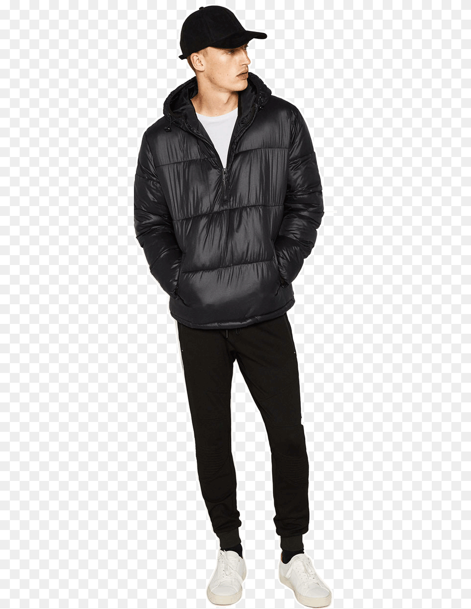 Puff Jacket And Hat Man, Clothing, Coat, Adult, Person Png Image