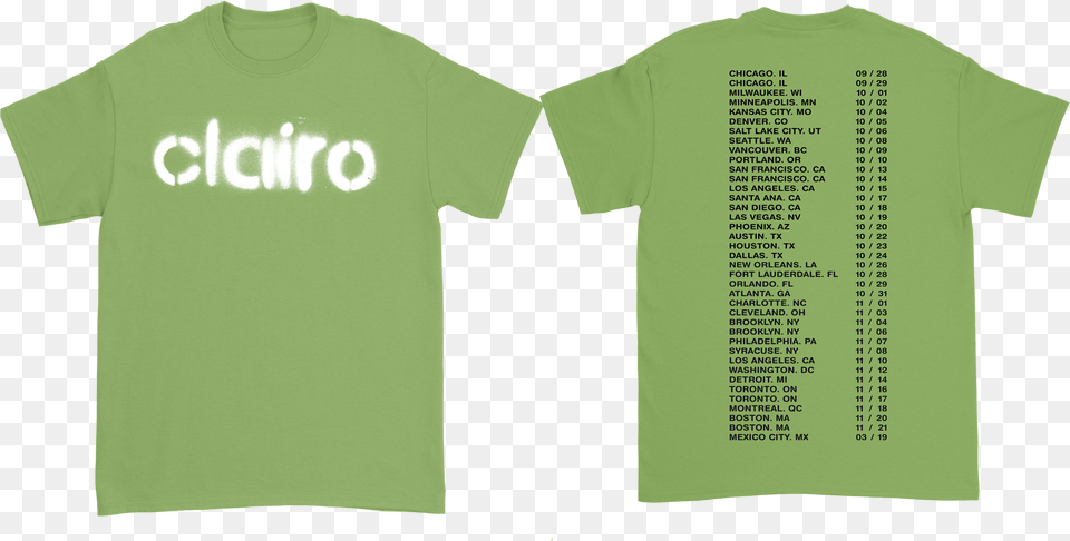 Puffed Tour Tee Green U2014 Clairo Shirt, Clothing, T-shirt Free Png