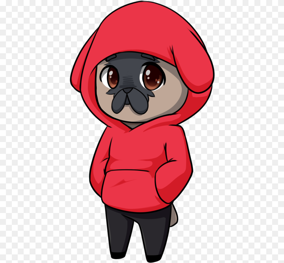 Pug Drawing Anime Anime Pug Drawing, Clothing, Hood, Knitwear, Sweater Free Png Download