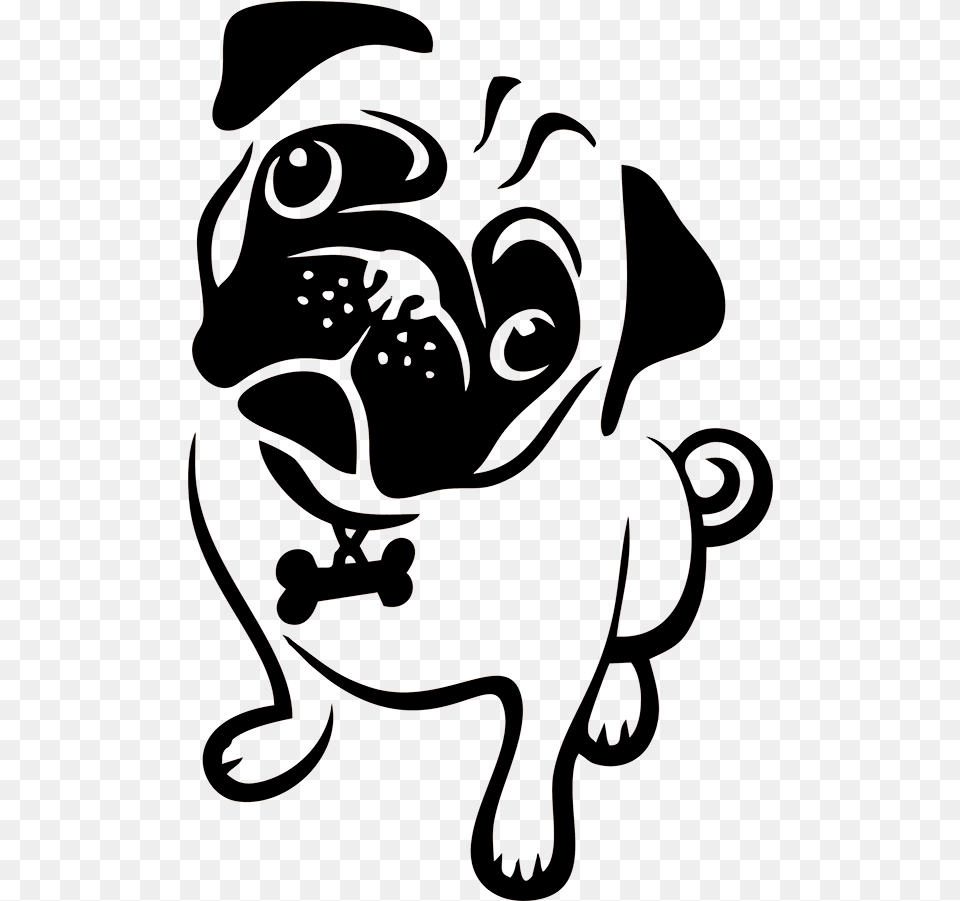 Pug Face Clipart Black And White, Art, Animal, Elephant, Mammal Png Image