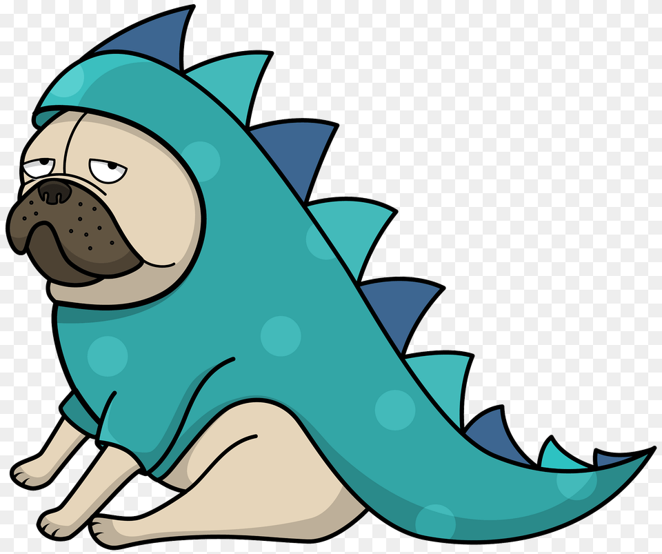 Pug In Dragon Suit Clipart, Animal, Shark, Fish, Sea Life Png Image
