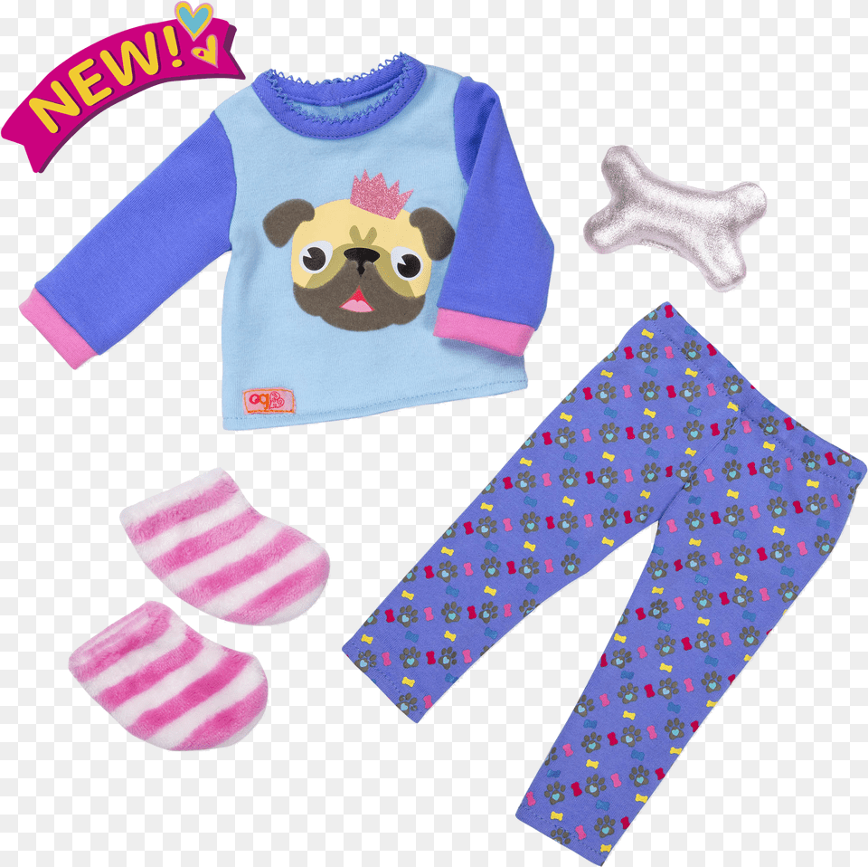 Pug Jama Party Sleepwear Outfit For 18 Inch Dolls Our Generation Pug Pyjamas, Clothing, Pajamas Free Png Download