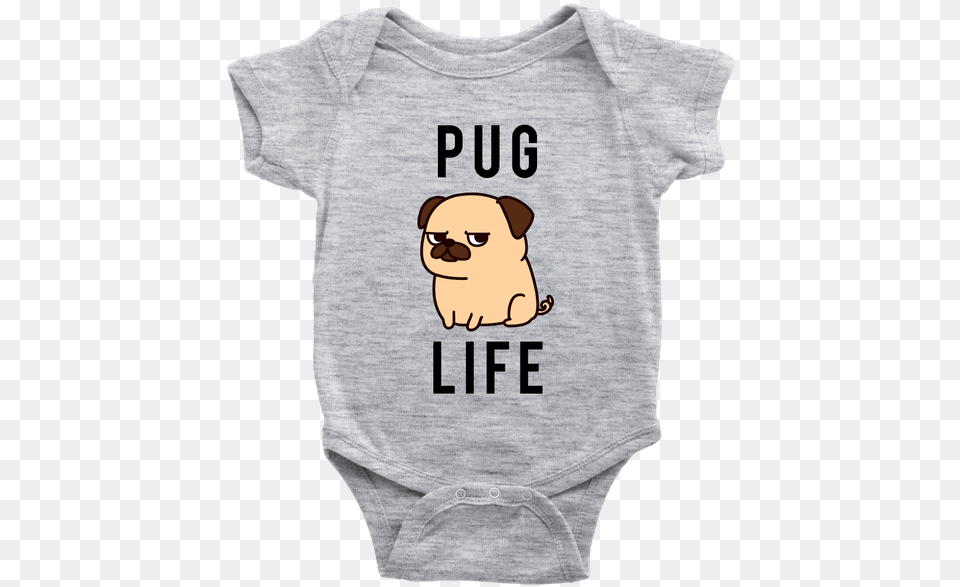 Pug Life Baby Onesie Pug Dog Baby Bodysuit Newborn Funny Thanksgiving Baby Outfits, Clothing, T-shirt, Person Png Image