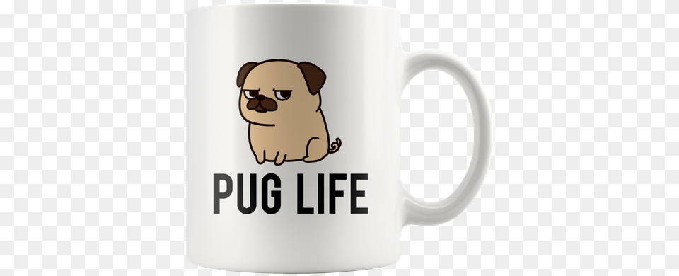 Pug Life Coffee Mug Pug Dog Mugs 11 Oz Mug Dog Animal Text Red, Cup, Beverage, Coffee Cup, Baby Png Image