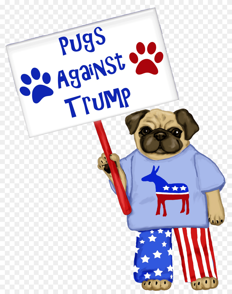 Pug Protesting Clipart, Animal, Canine, Dog, Mammal Png