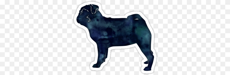 Pug Toy Breed Dog Black Watercolor Silhouette By Tripoddogdesign Watercolor Painting, Animal, Pet, Mammal, Bull Free Png Download