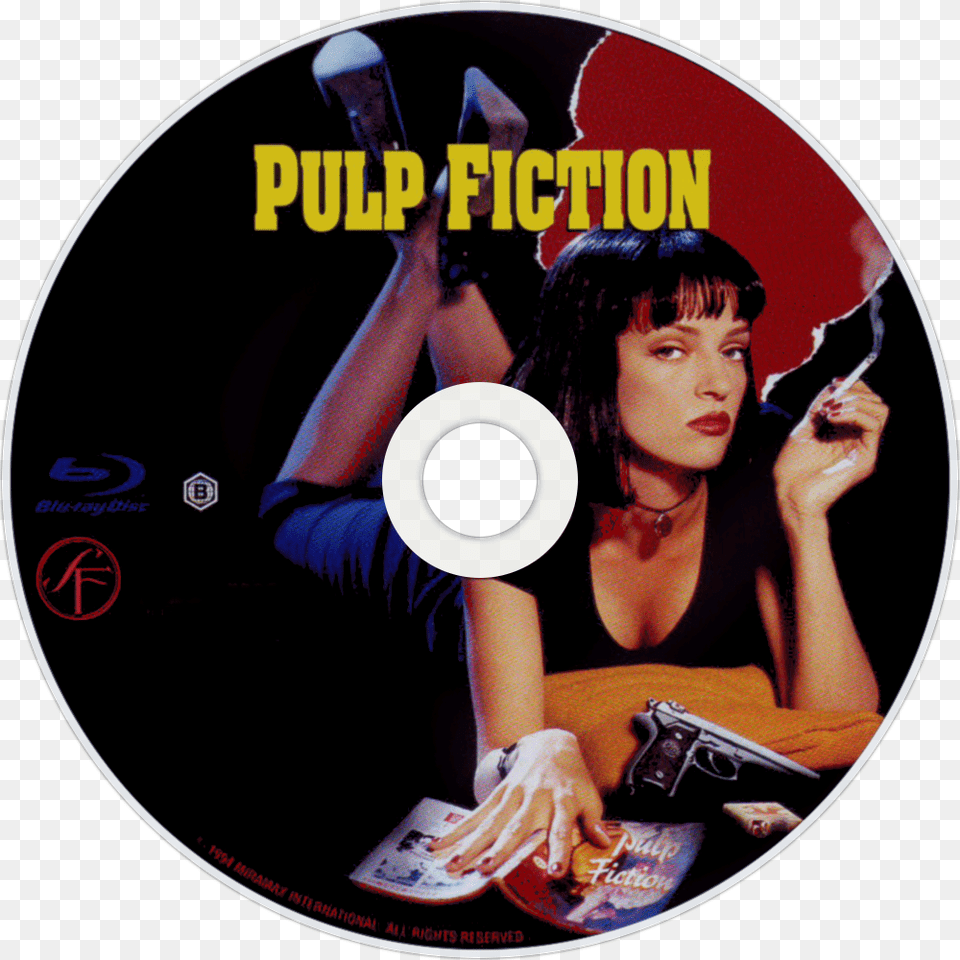 Pulp Fiction Bluray Disc Image Pulp Fiction Blu Ray Disc, Adult, Person, Woman, Female Png
