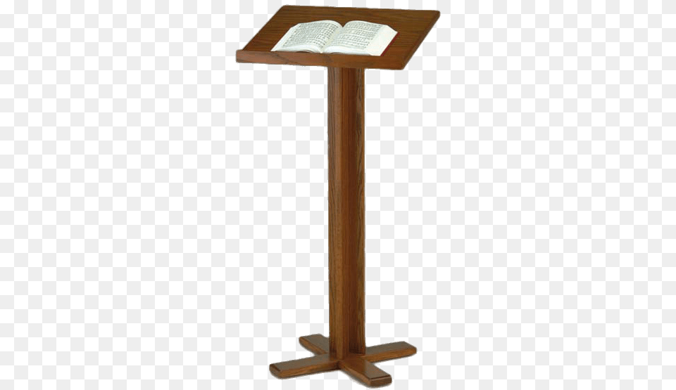 Pulpit With Open Bible, Furniture, Table, Book, Publication Png