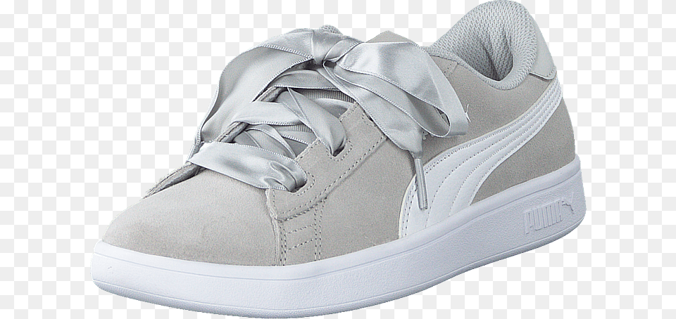 Puma Smash V2 Ribbon Jr Gray Violet Puma White Sneakers, Clothing, Footwear, Shoe, Sneaker Png Image