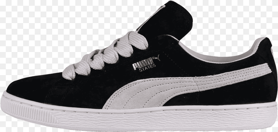 Puma States Black White Skate Shoe, Clothing, Footwear, Suede, Sneaker Free Png