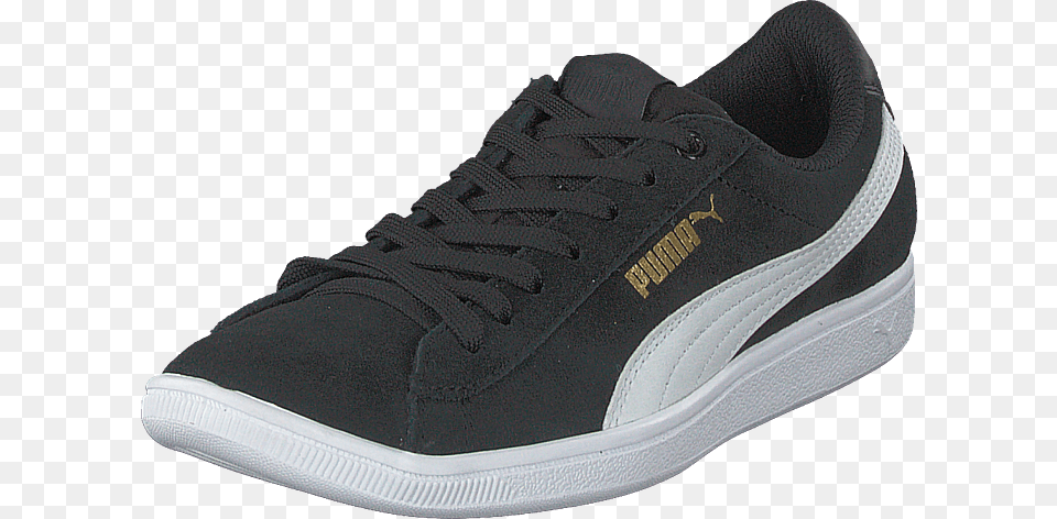 Puma Vikky Puma Black Puma White Skate Shoe, Clothing, Footwear, Sneaker, Suede Png