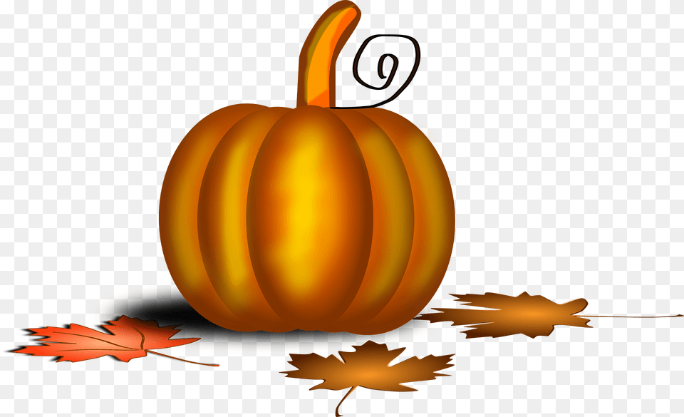 Pumpkin And Autumn Leaves Clipart, Food, Plant, Produce, Vegetable Free Png Download