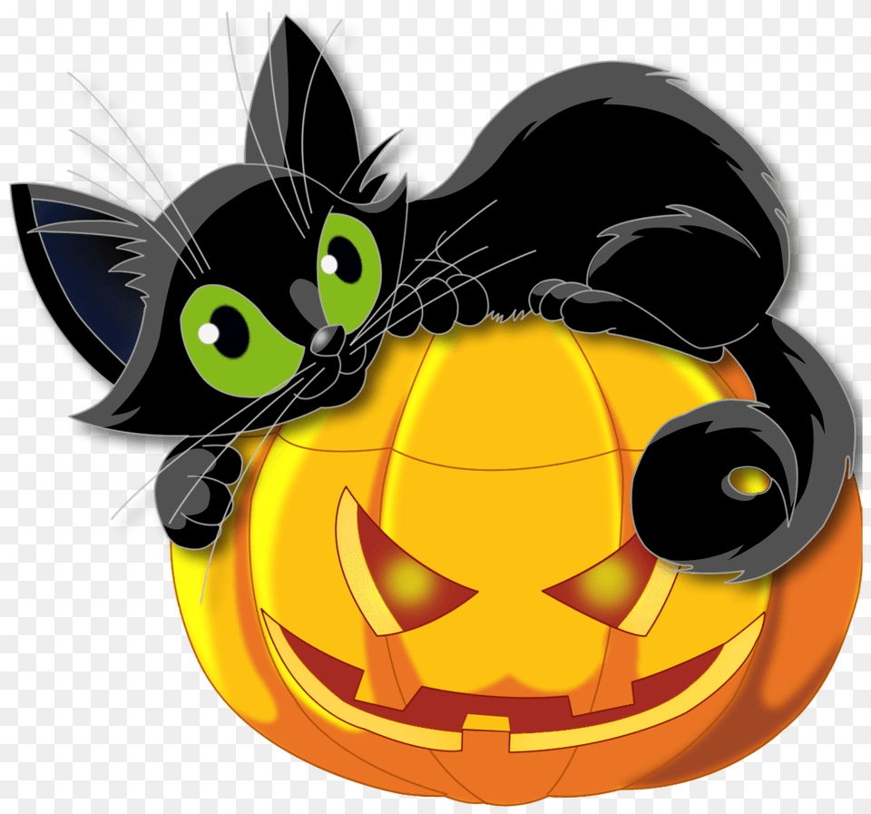 Pumpkin And Cat Halloween, Festival Free Png Download